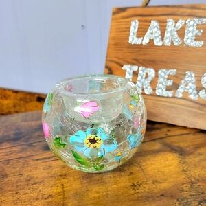 Fields of joy Floral Glass Candle Holder